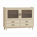 Buffet 120 x 40 x 100 cm finition bois clair verre strié rangement style scandinave