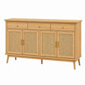 Buffet 160 x 40 x 85 cm en bois naturel avec cannage style scandinave