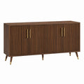 Buffet 160 x 45 x 85 cm en panneaux de bois marron à 4 portes style moderne