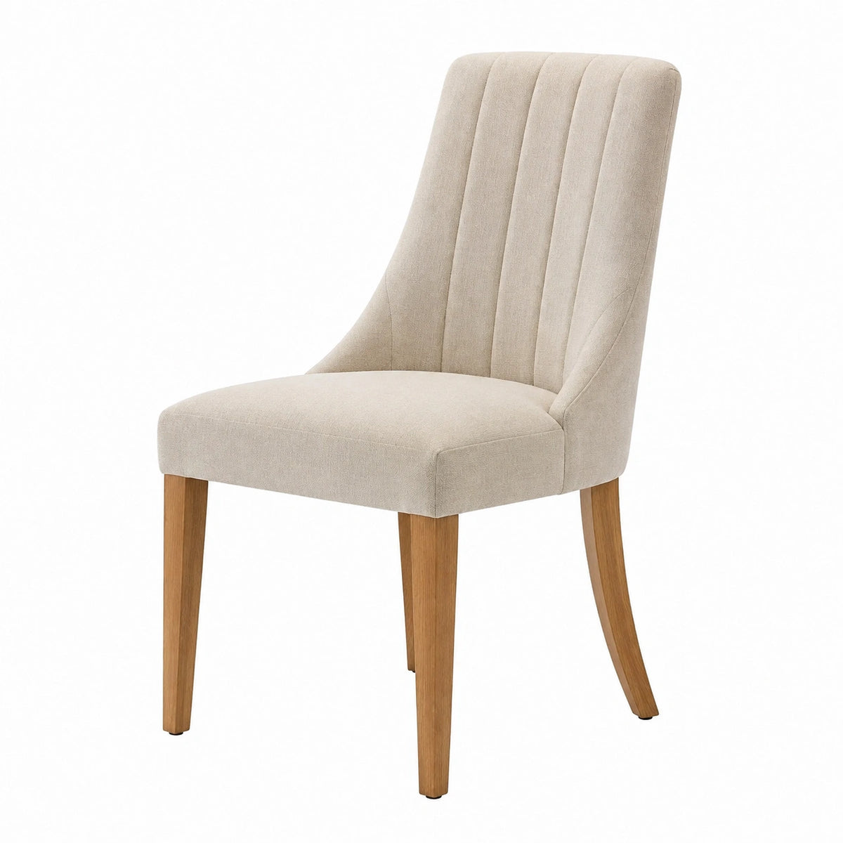 Chaise de salle à manger 50 x 60 x 95 cm en tissu beige avec pieds en bois style contemporain