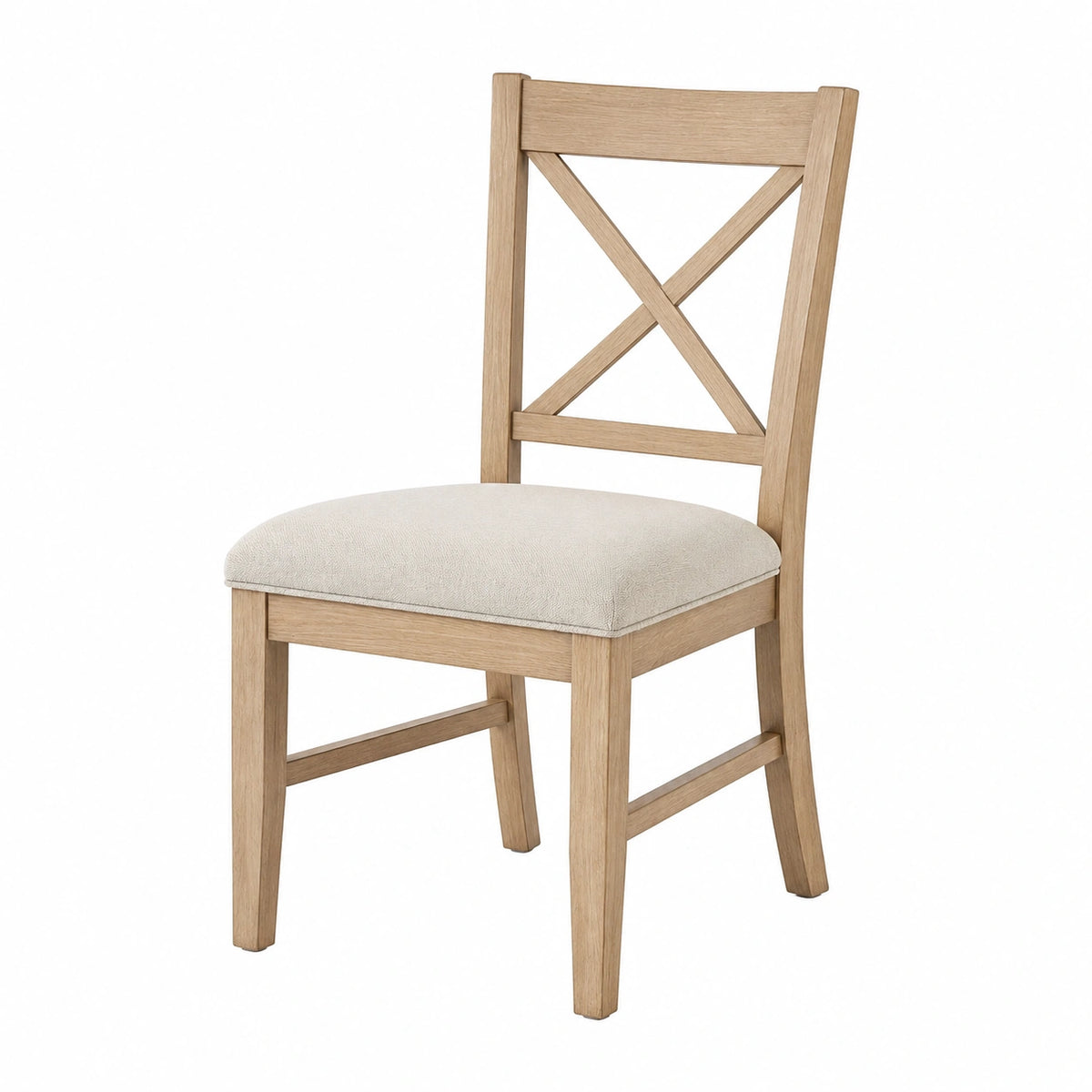 Chaise de salle à manger 45 x 52 x 95 cm en bois beige avec assise rembourrée style classique