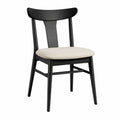 Chaise de salle à manger 45 x 52 x 82 cm en bois noir avec assise rembourrée beige style contemporain