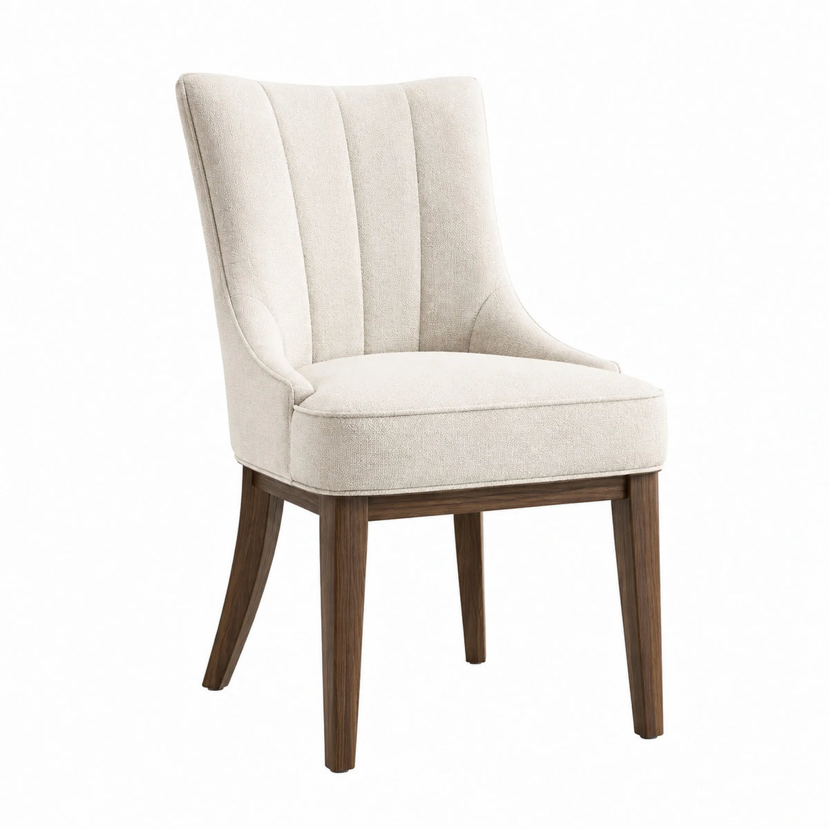 Chaise de salle à manger 58 x 63 x 88 cm tissu bouclé crème piètement bois style contemporain