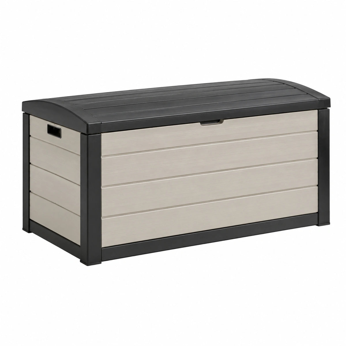 Coffre de rangement extérieur 122 x 61 x 62 cm en résine gris/noir avec couvercle