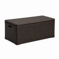 Coffre de rangement 100 x 50 x 50 cm en résine tressée brun foncé avec couvercle