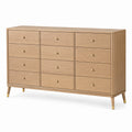Commode 160 x 45 x 90 cm en bois beige à 12 tiroirs style contemporain