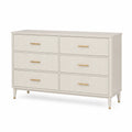 Commode 150 x 45 x 85 cm en bois blanc à 6 tiroirs style contemporain