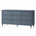 Commode 160 x 45 x 85 cm en bois gris ardoise à 9 tiroirs style moderne