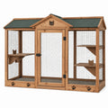 Enclos extérieur pour chat 180 x 80 x 170 cm en bois naturel vert - à niveaux avec toit