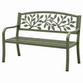 Banc de jardin 122 x 61 x 90 cm en métal vert à motif feuilles