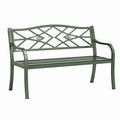 Banc de jardin 122 x 61 x 91 cm en métal vert style classique à dossier ajouré
