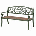 Banc de jardin 122 x 61 x 92 cm en métal vert avec assise tressée style romantique