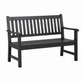 Banc de jardin 122 x 61 x 91 cm en bois noir à lattes style classique