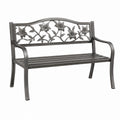 Banc de jardin 122 x 61 x 92 cm en métal gris à motif floral