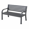 Banc de jardin 127 x 62 x 88 cm en métal gris anthracite à lattes avec accoudoirs